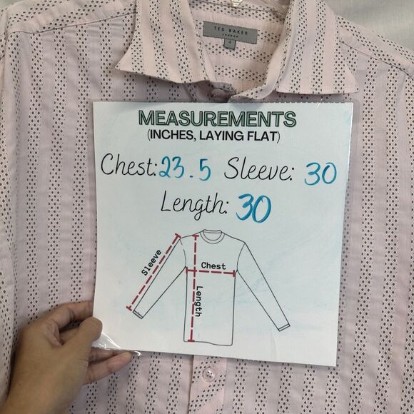 Ted Baker London Flip Cuff Shirt Size 4 (M) Men Pink Stripe Cotton Turkey Mint‎ - Picture 10 of 16